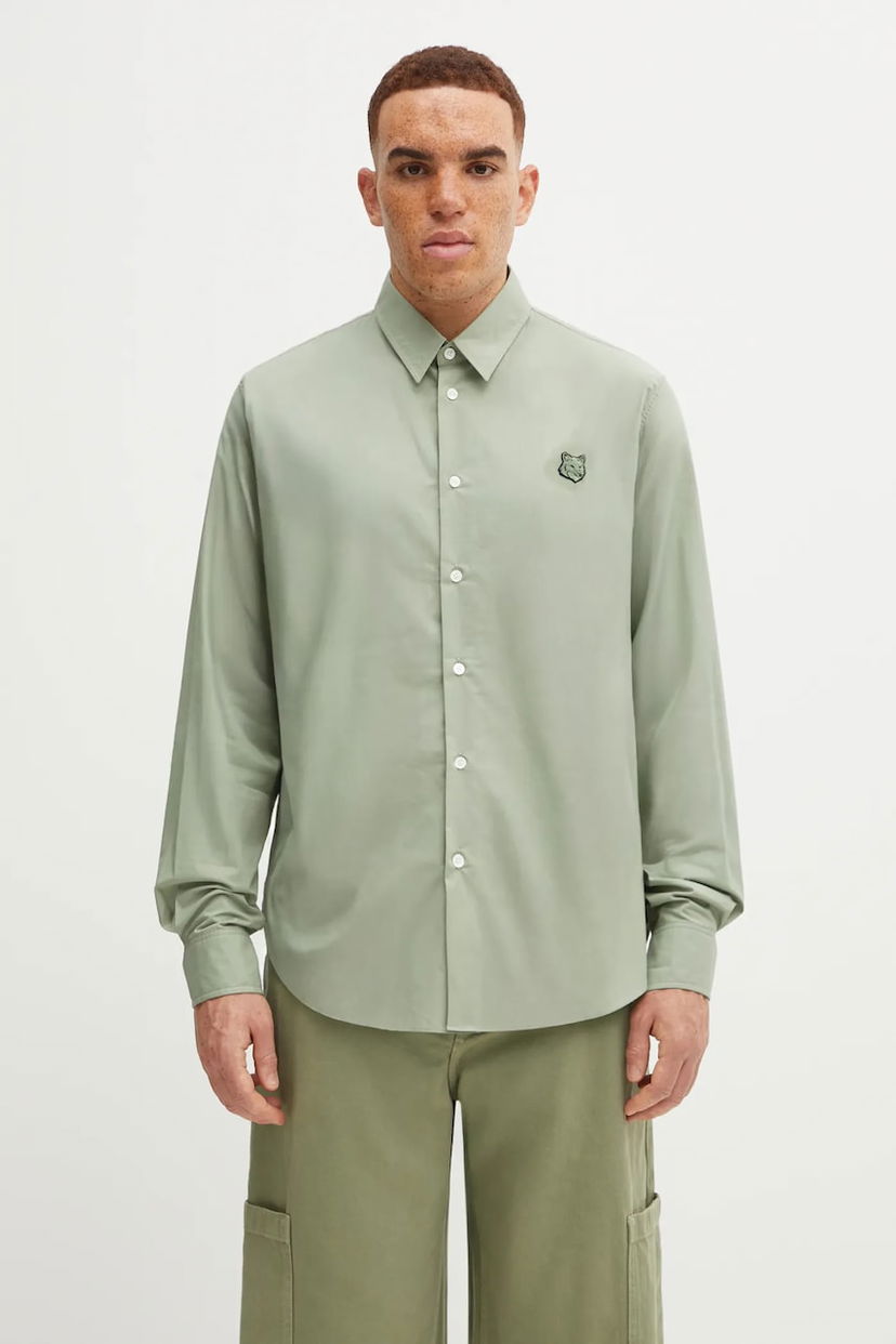 Skjorta MAISON KITSUNÉ Bold Fox Head Relaxed Classic Collar Shirt Grön | MM00403WC5042