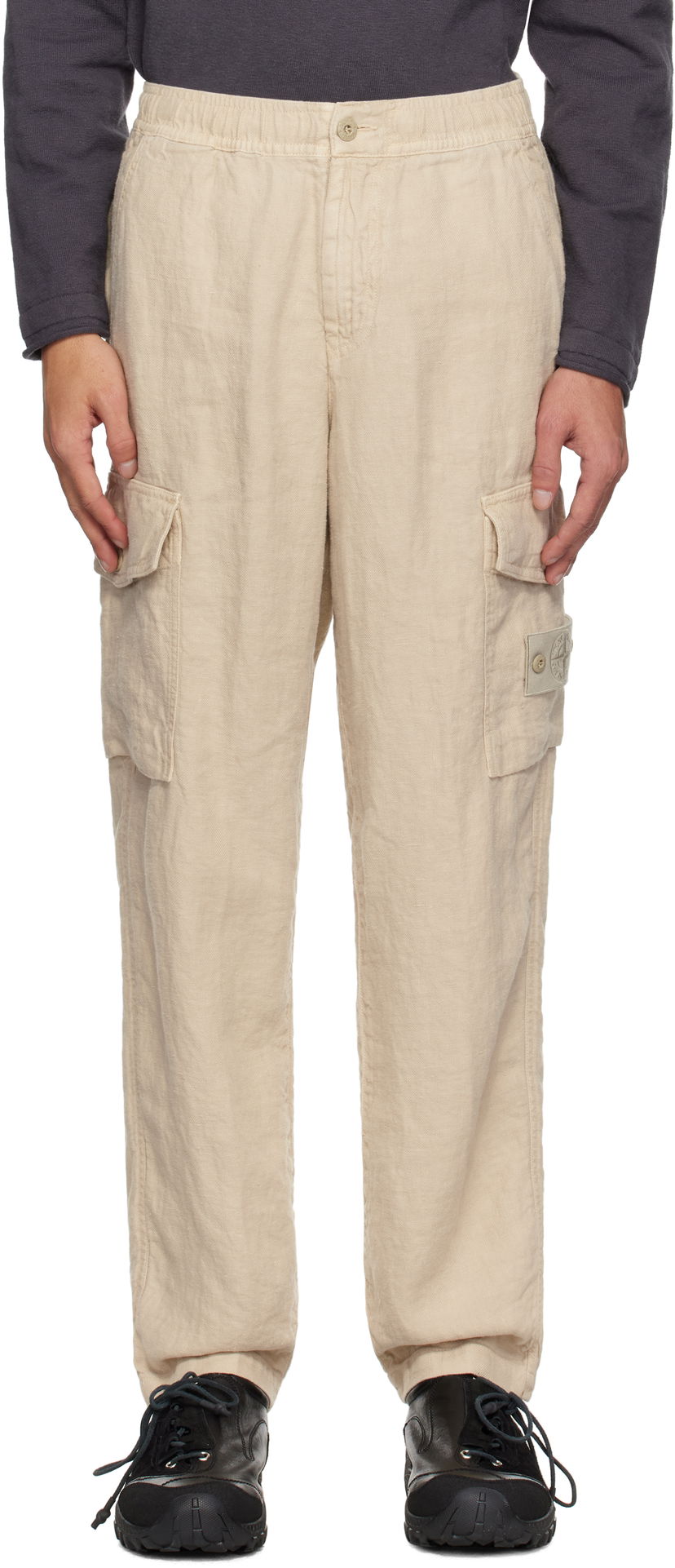 Cargo byxor Stone Island Stone Island Diagonal Linen Cargo Pants Beige | K1S15 3100029 S00F8