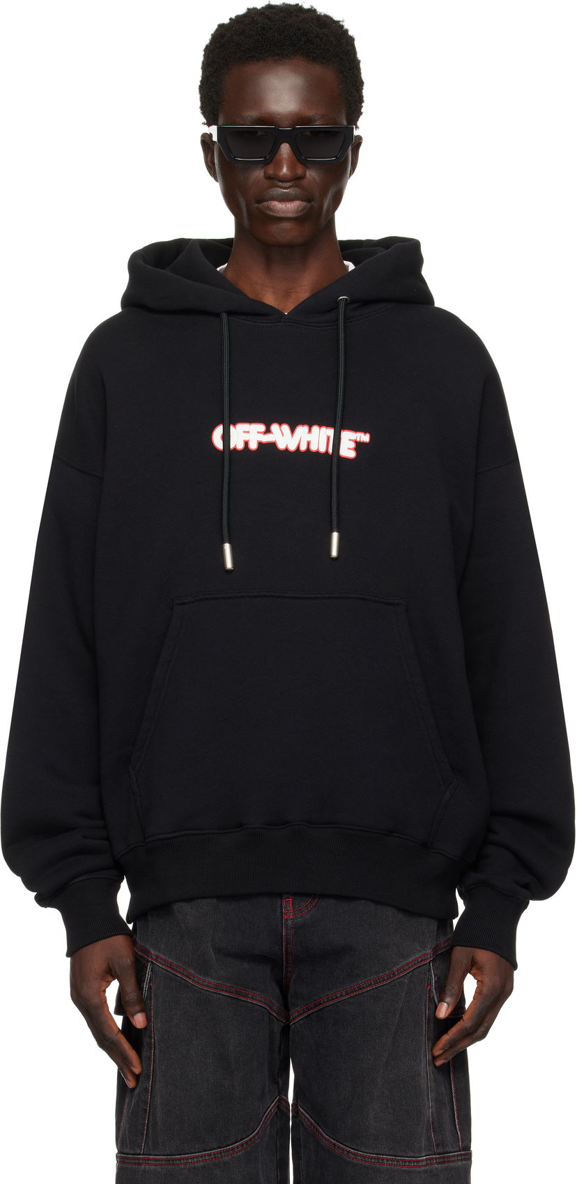 Sweatshirt Off-White Logo Print Hoodie Svart | OMBB085F24FLE00J1001