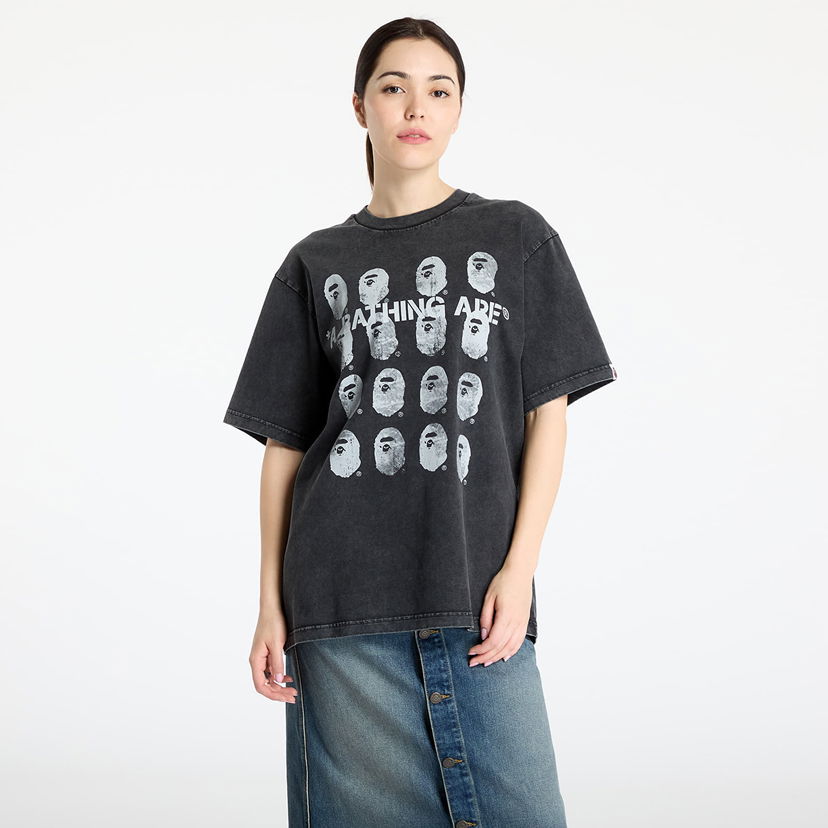T-shirt BAPE A BATHING APE Garment Dye Logo Relaxed Fit Tee Svart | 001CSL301348MBLK