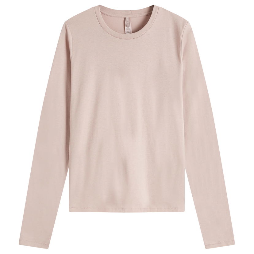 T-shirt SKIMS SKIMS Relaxed Tees Long Sleeve T-Shirt, Size Large Rosa | LS-LST-6976W-FAWN
