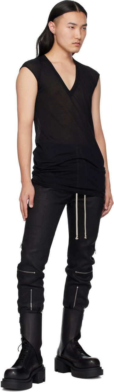Linne Rick Owens Rick Owens Hollywood Deep V SL T-Shirt Svart | RU01E5233 UC, 3