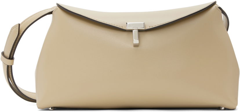 Axelväska TOTEME Toteme T-Lock Leather Clutch Beige | 234-WAL950-LE0025