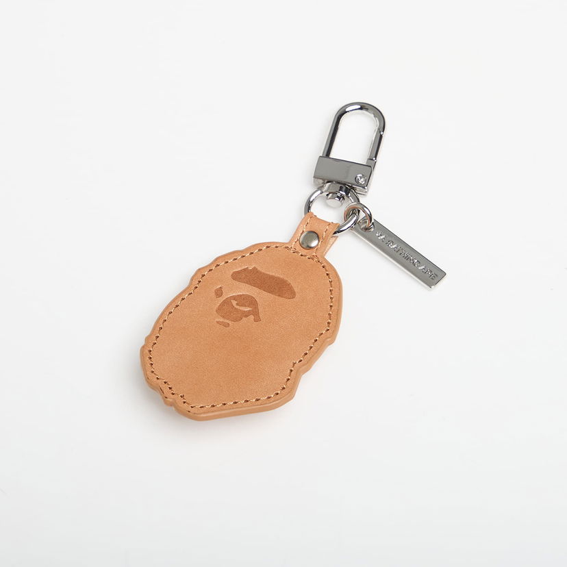 Nyckelringar BAPE Ape Head Leather Keychain Beige | 001GDL801002MBRW