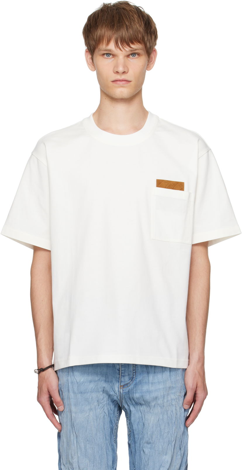 T-shirt Bottega Veneta Bottega Veneta Pima Cotton Jersey T-Shirt with Pocket Vit | 838924V4N509071