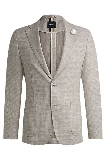 Jacka BOSS BOSS Slim Fit Micro-Patterned Blazer Beige | 50540724