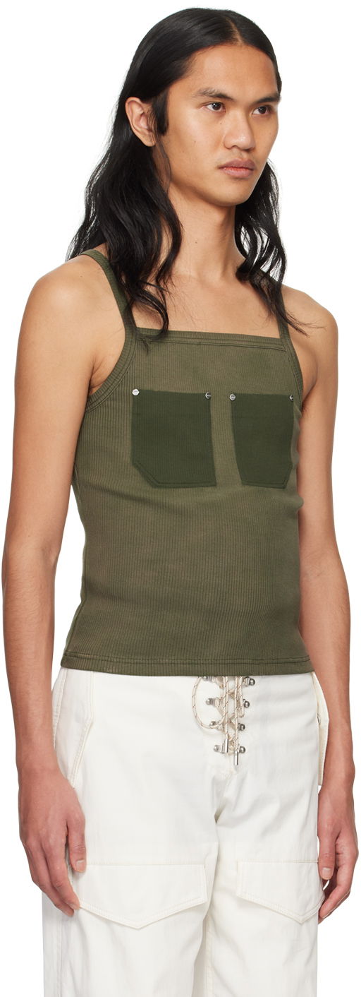 Linne Dion Lee Pocket Ribbed Tank Top Grön | C3165PS24, 1