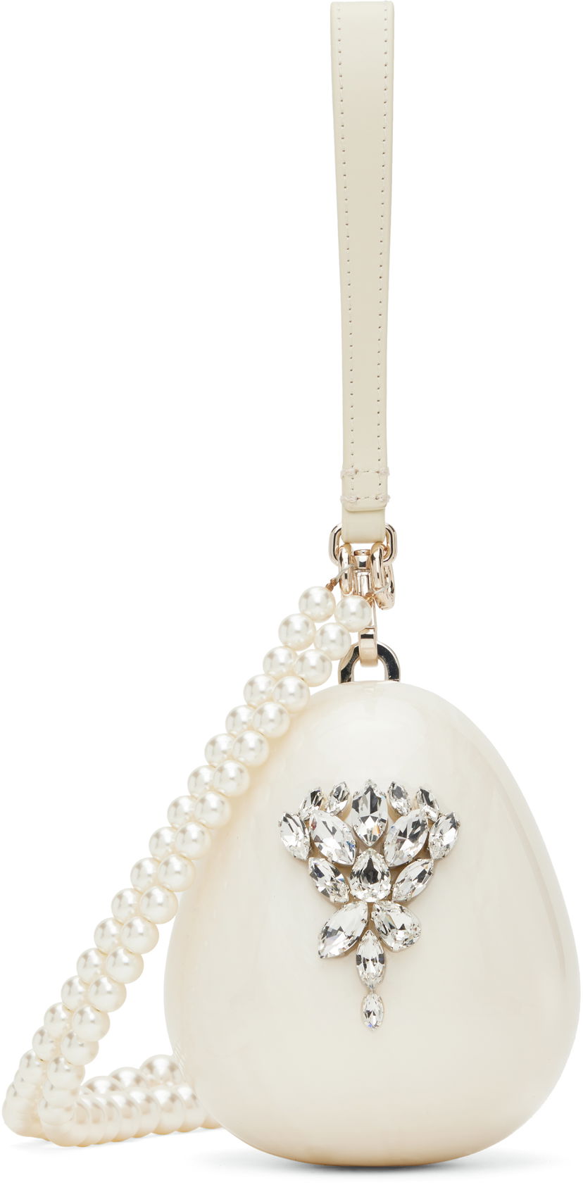 Handväska Simone Rocha Simone Rocha Embellished Micro Pearl Egg Bag Vit | BAG110ECB 0773