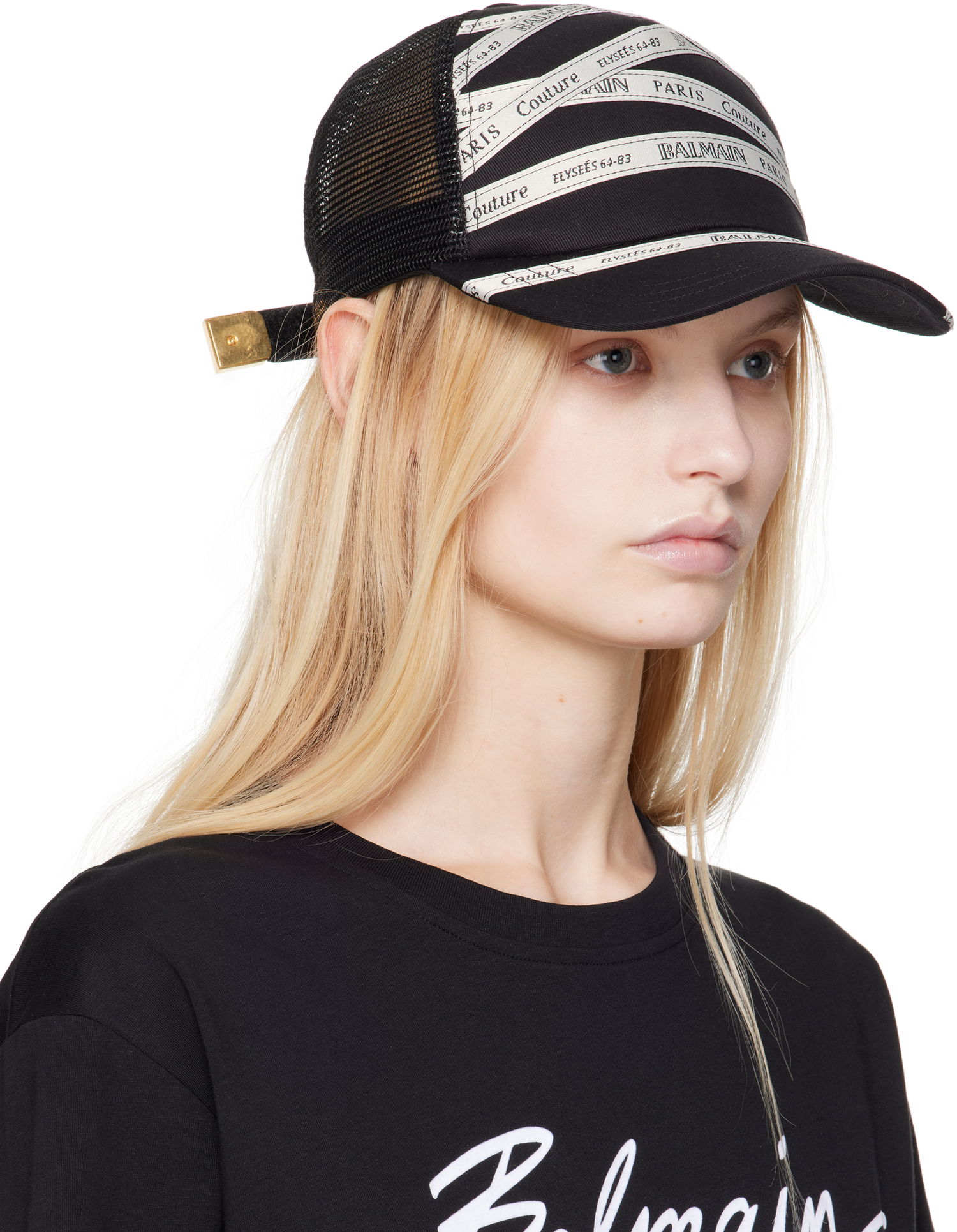 Keps Balmain Ribbon Motif Cotton Cap by Balmain Svart | EF1XA381MB10, 1