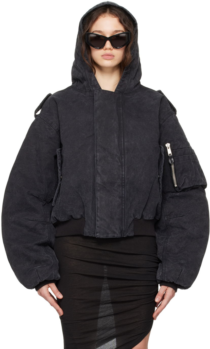 Bomberjacka Entire Studios Entire Studios W2 Denim Hooded Bomber Jacket Svart | ES2307IR