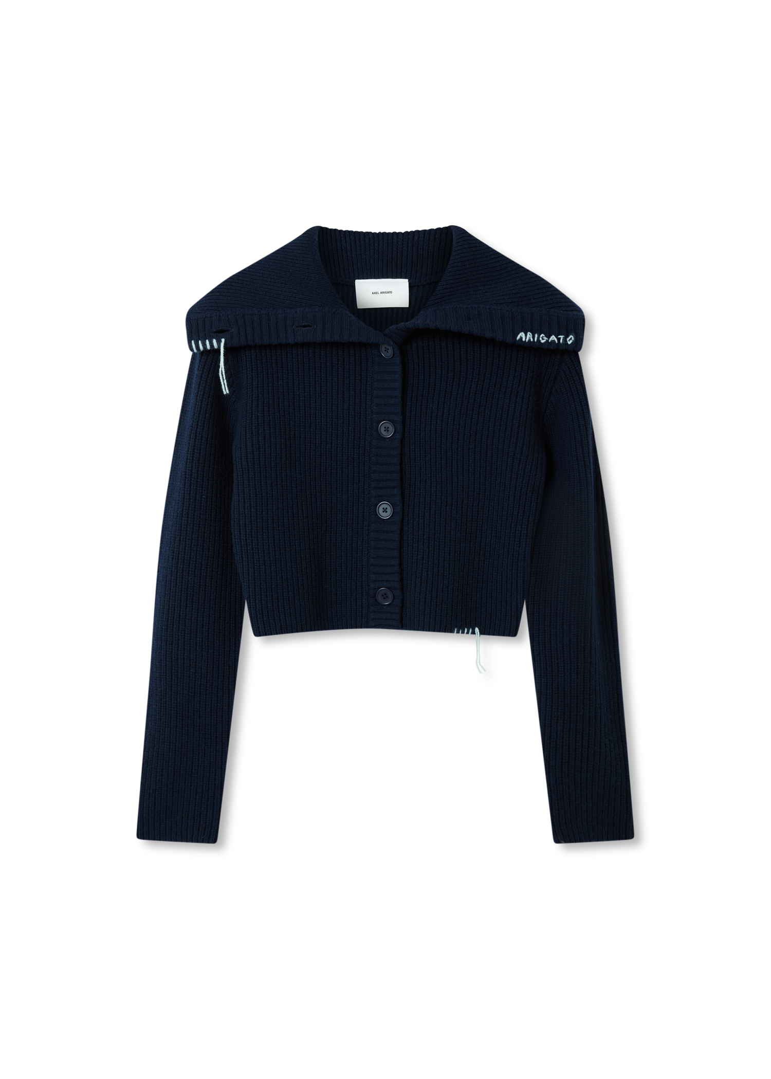 Sweater AXEL ARIGATO Celine Cropped Ribbed Knit Cardigan Mörkblå | A3359001, 1