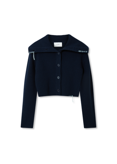 Sweater AXEL ARIGATO Celine Cropped Ribbed Knit Cardigan Mörkblå | A3359001, 1