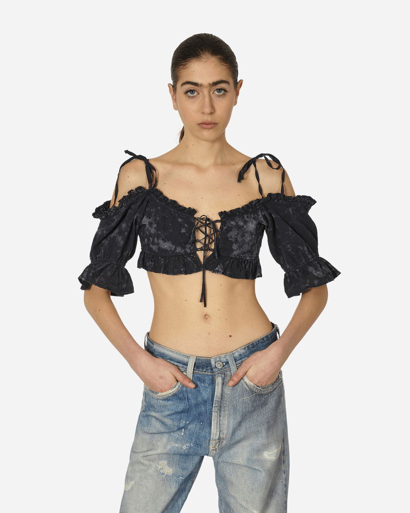 Linne GUESS Dyed Sangallo Top Washed Out Black Svart | W4GH03WEUC0 F9CK