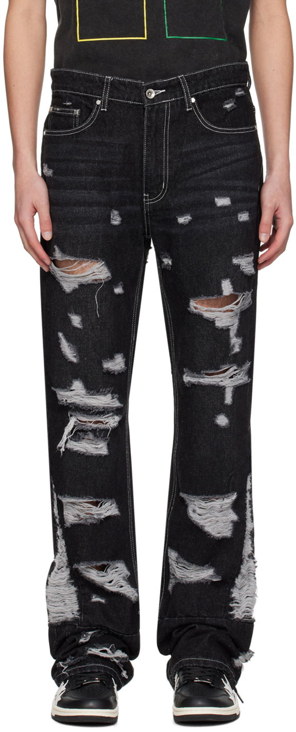 Jeans Who Decides War Distressed Gnarly Jeans Svart | 1120780002SS24