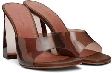 Sneakers och skor Amina Muaddi Brigitte Glass Heeled Sandals Brun | BRIGITTE GLASS SLIPPER PVC, 3