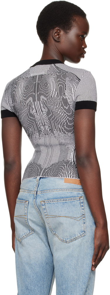 Sweater Jean Paul Gaultier Jean Paul Gaultier Morphing Pinstripes Jacquard T-Shirt Svart | 25/33-F-TS110-M084-0100, 2