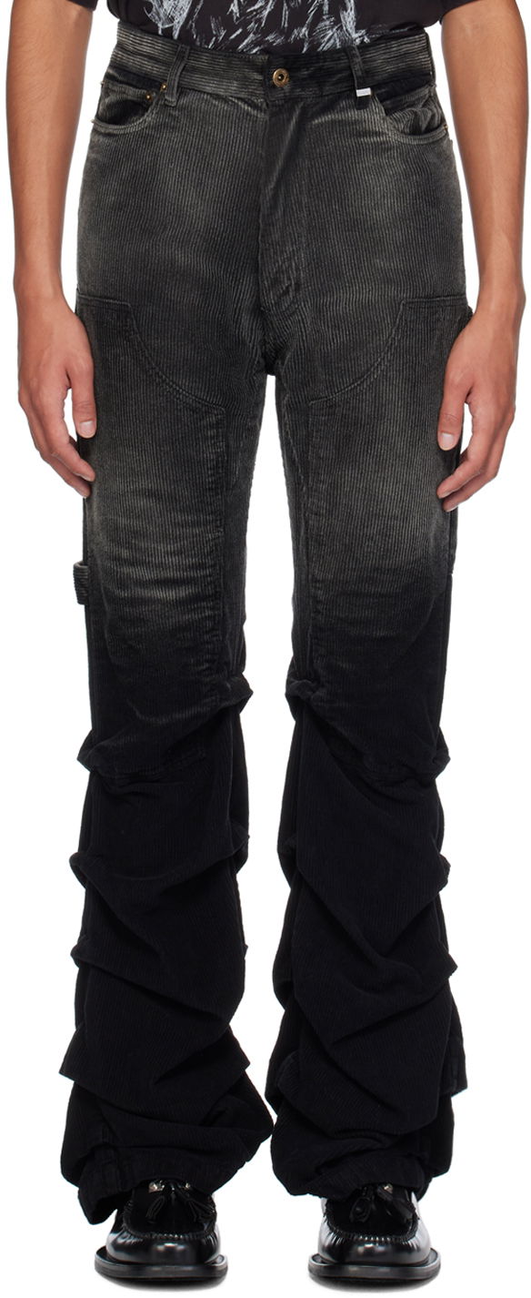 Cargo byxor We11done We11done Washed Wrinkled Corduroy Pants Svart | WD-PT2-24-237-M-BK