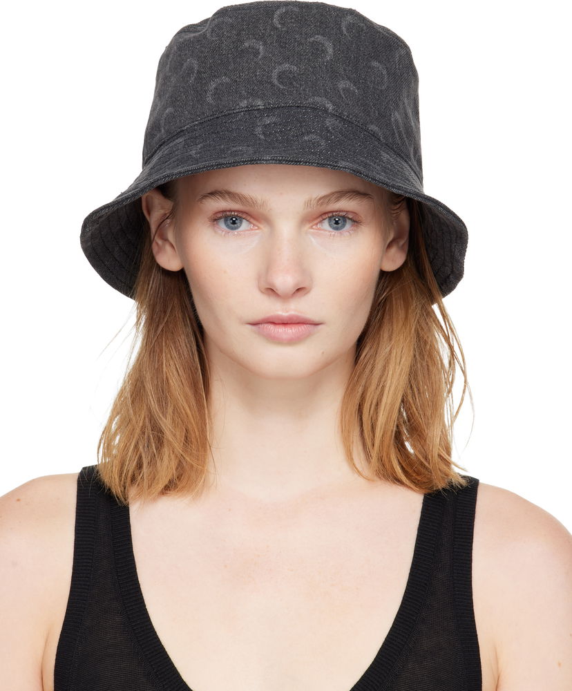 Hatt Marine Serre Marine Serre Moon Laser Denim Bucket Hat Svart | UHG030ACDEN0006