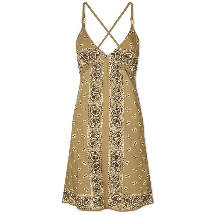 Klä Palm Angels Paisley Slip Dress Grön | PWDJ007S24FAB0015656