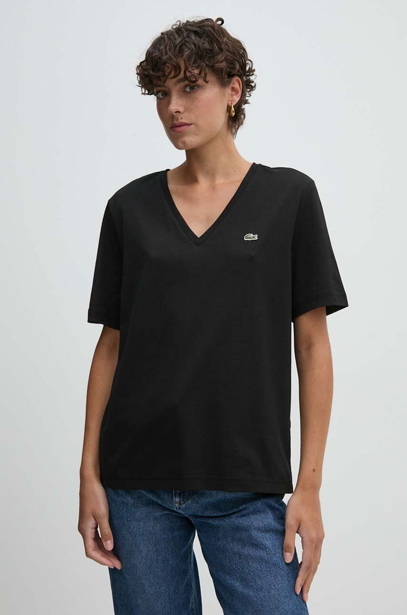 T-shirt Lacoste Lacoste V-Neck T-Shirt Svart | TF7300