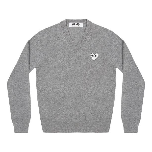 Sweater Comme des Garçons COMME des GARCONS PLAY V-Neck Pullover Grå | AZ-N063-051-1