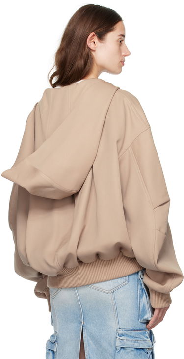 Sweatshirt The Attico Attico Hooded Bomber Jacket Beige | 241WCB41 W046, 2