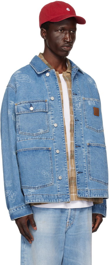 Jacka Carhartt WIP Stamp Print Denim Jacket Blå | I033743, 1