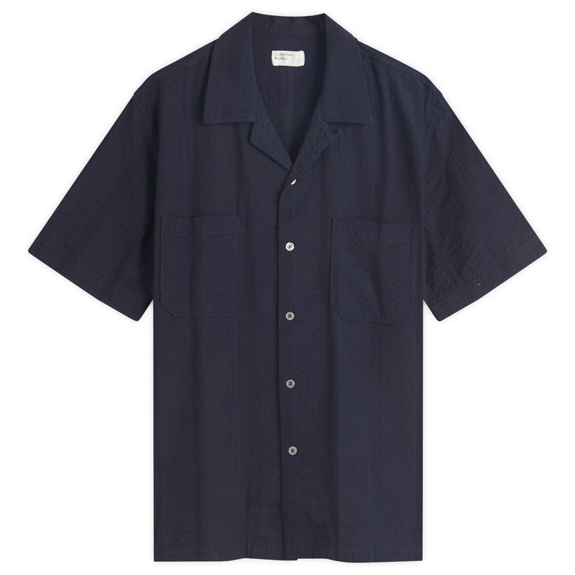 Skjorta Universal Works Universal Works Maui Cotton Sal Road Shirt, Size Large Mörkblå | 32666-NVY