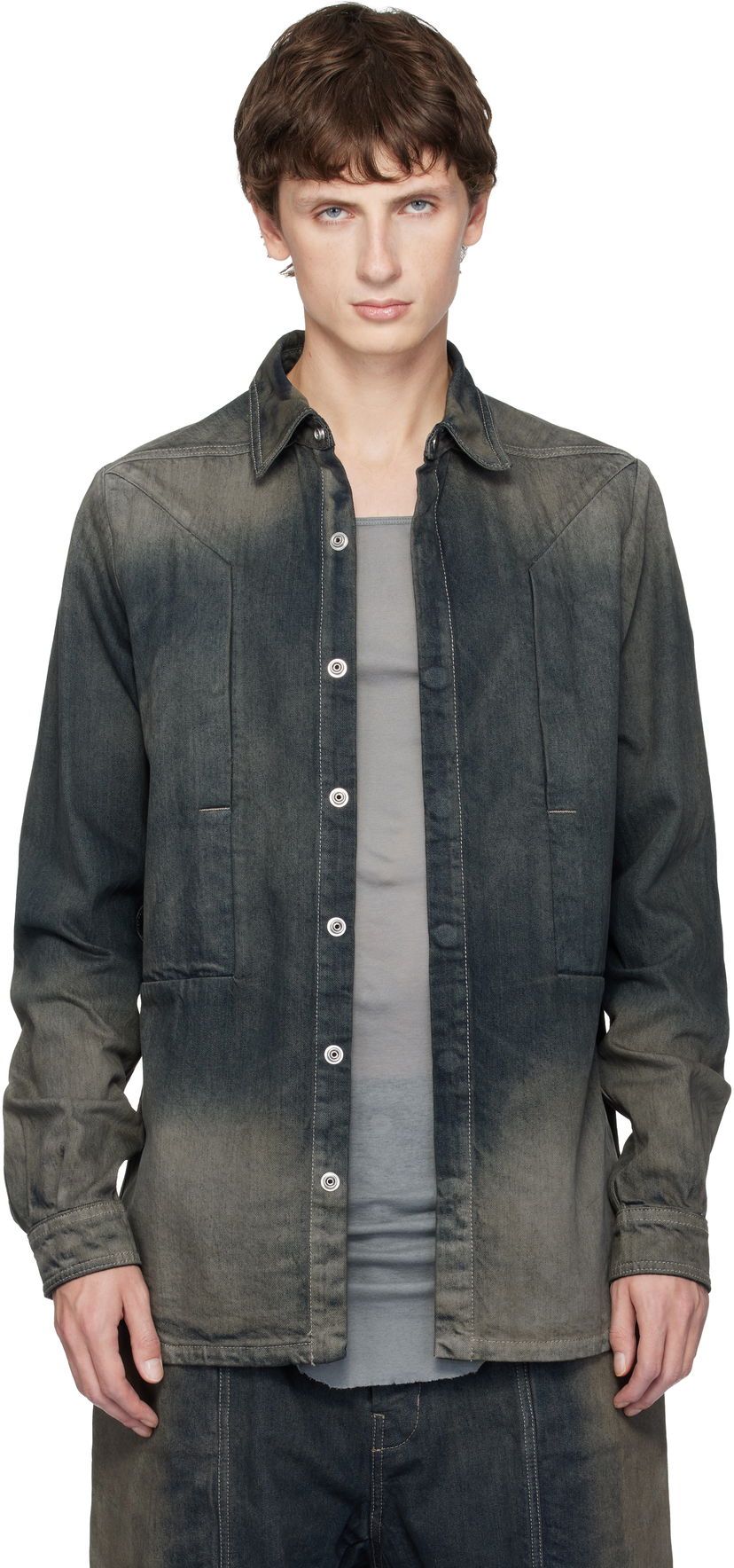 Skjorta Rick Owens Concordia Fogpocket Denim Shirt Flerfärgad | RU02E1237 DKDEG