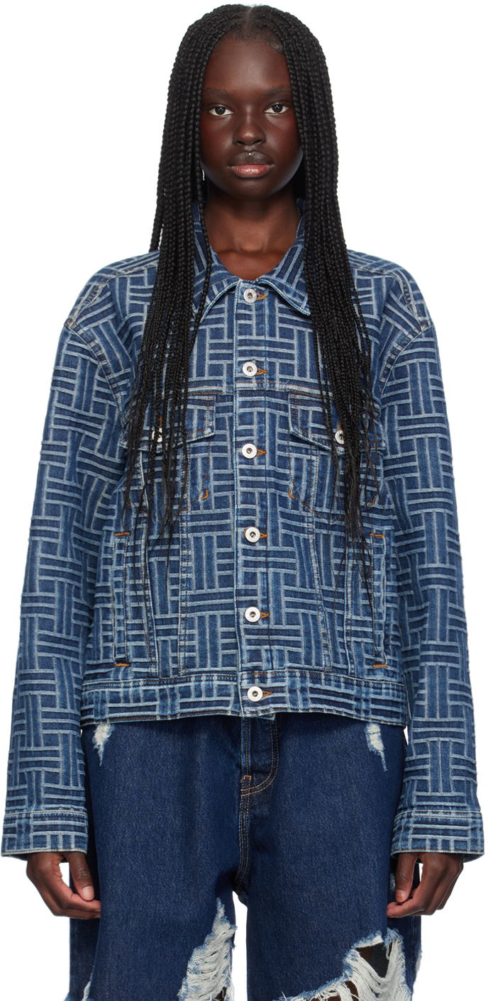 Jacka KENZO Blue Paris ' Weave' Denim Jacket Blå | FE62DV2486J3