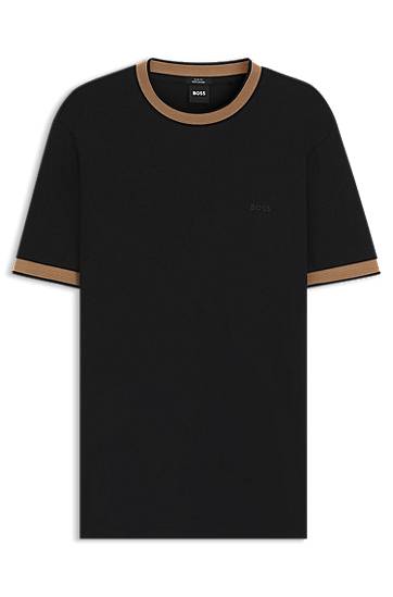 T-shirt BOSS Slim-Fit T-Shirt with Contrast Trims Svart | 50543858