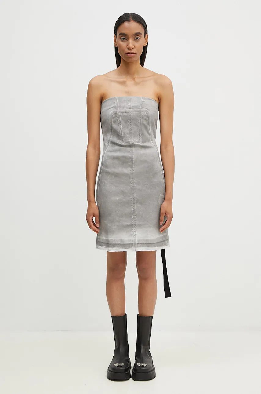 Klä Rick Owens Splintered Denim Bustier Mini Dress Grå | DS02D2501.HSCF, 0