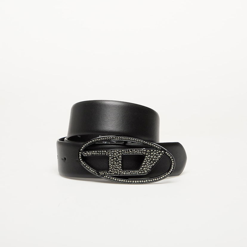 Bälten Diesel Diesel Oval D Logo B-1Dr Strass Belt Svart | X09611_P6364 Shiny Black