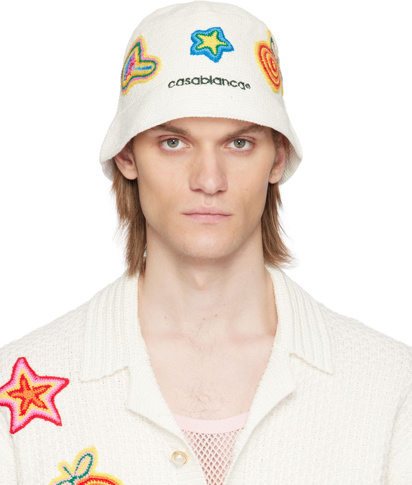 Hatt Casablanca Casablanca Crochet Bucket Hat Vit | AS25-HAT-079-01