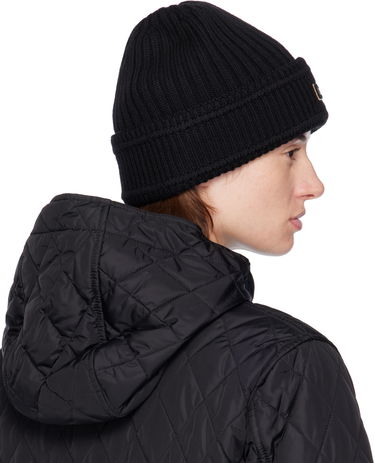 Mössa Burberry Wool Beanie with Logo Patch Svart | 8103340, 2