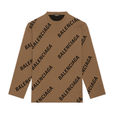 Sweater Balenciaga Allover Logo Crewneck Brun | 657401 T3200 2900, 0
