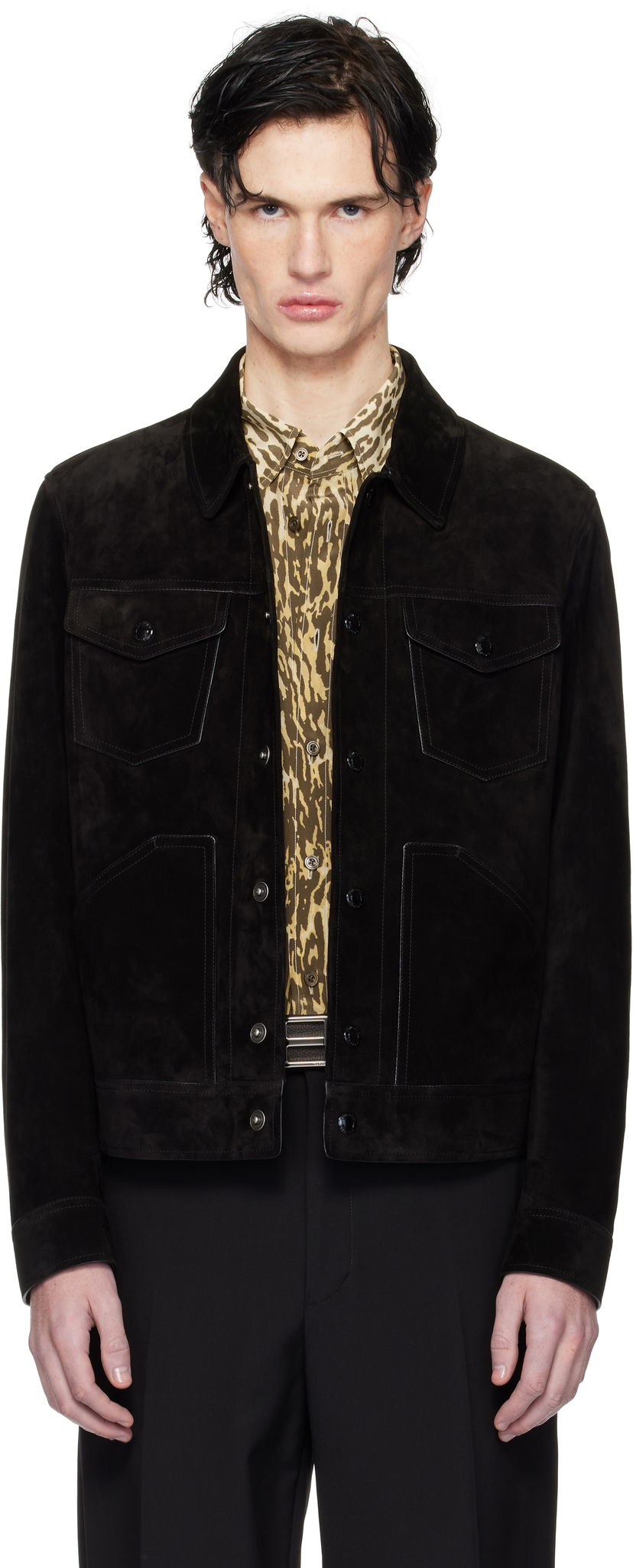 Jacka Tom Ford Suede Western Jacket Svart | LBI001-LMS001S23