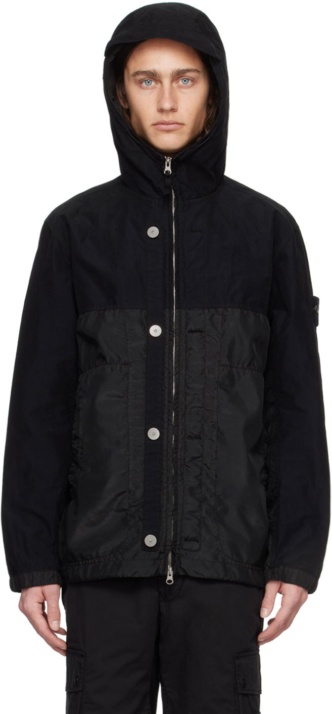 Jacka Stone Island Black Hooded Jacket Svart | 801542732