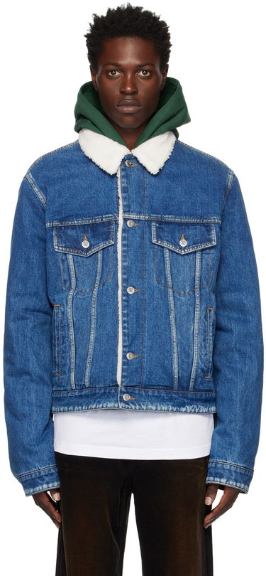 Jacka We11done We11done Regular-Fit Sherpa Denim Jacket Blå | WD-DJ3-22-362-U-BL, 0