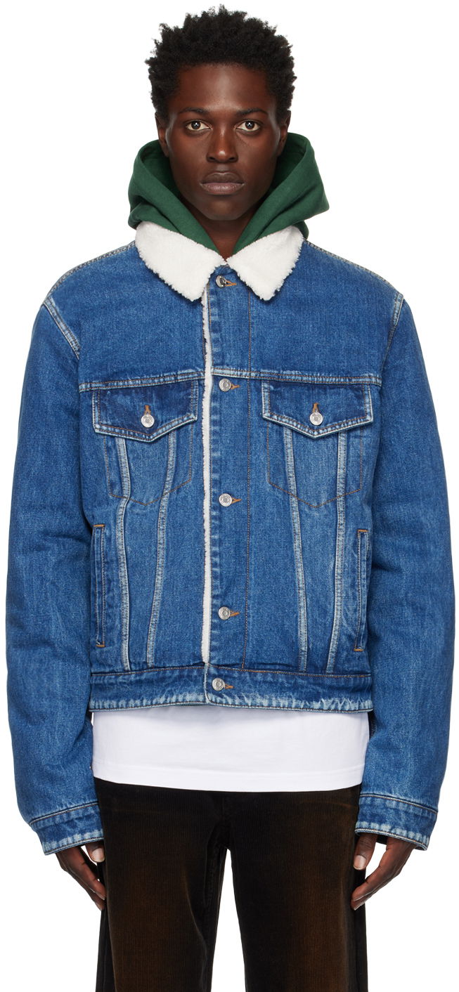 Jacka We11done We11done Regular-Fit Sherpa Denim Jacket Blå | WD-DJ3-22-362-U-BL