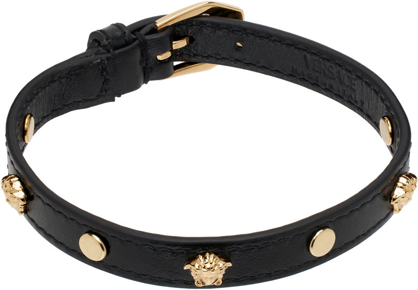 Armband Versace Medusa Leather Bracelet Svart | 1018429_1A00637