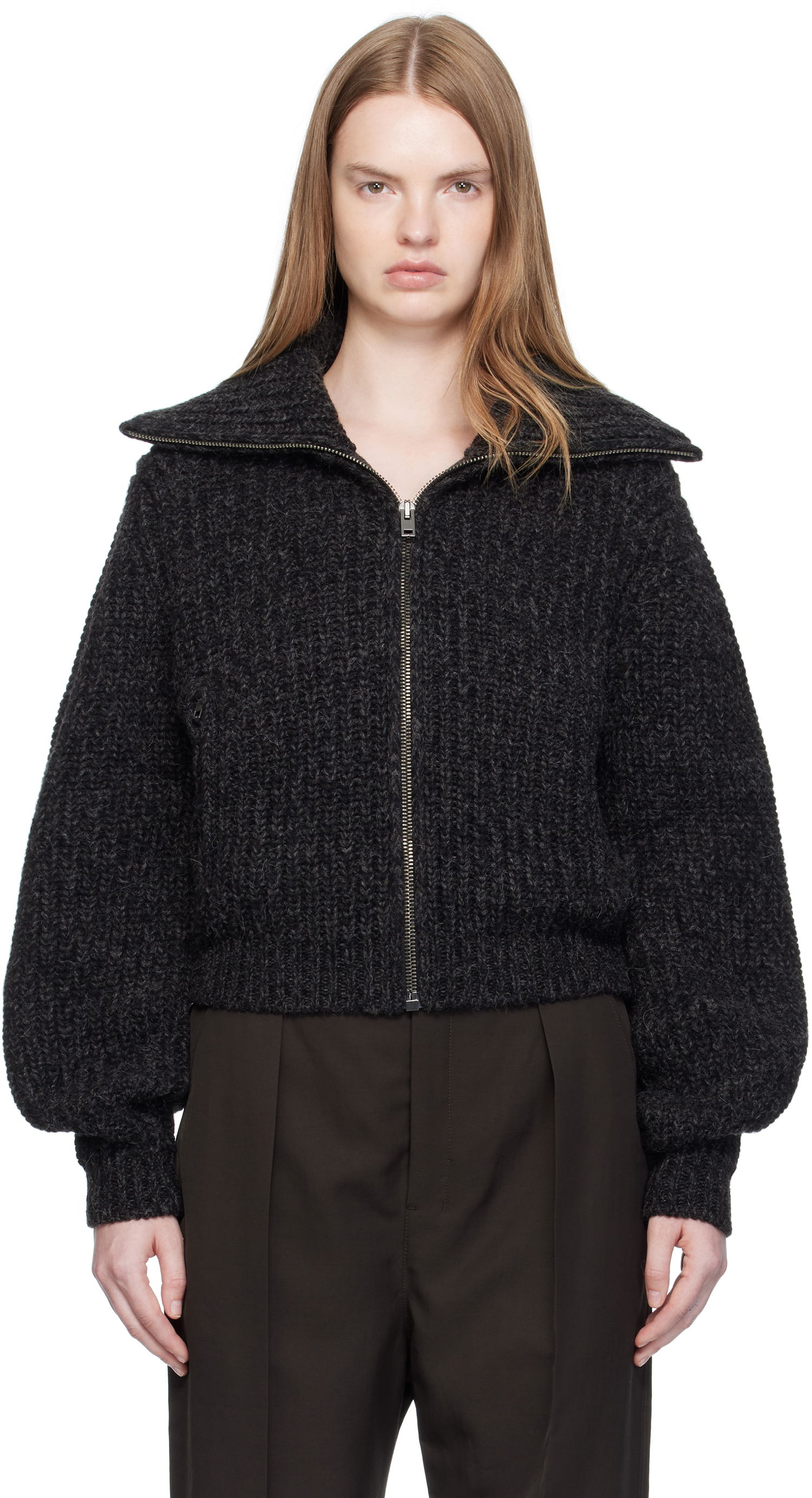 Sweater LEMAIRE LEMAIRE Zipped Knit Cardigan Grå | OW1186 LK1029, 0