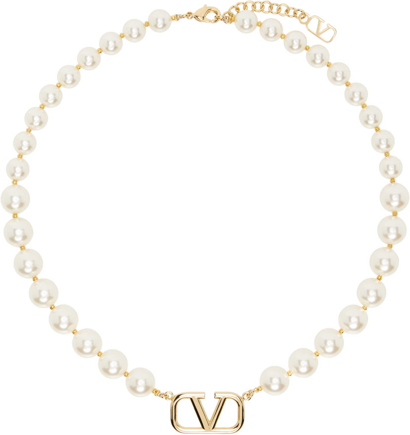 Halsband Valentino Valentino Garavani VLogo Signature Pearl Necklace Metallisk | 6W2J0P13UXM