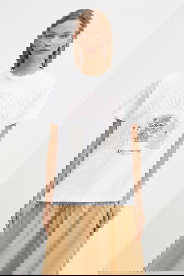 T-shirt GANNI GANNI Basic Cotton Jersey Animals Relaxed T-Shirt Vit | T4376, 0