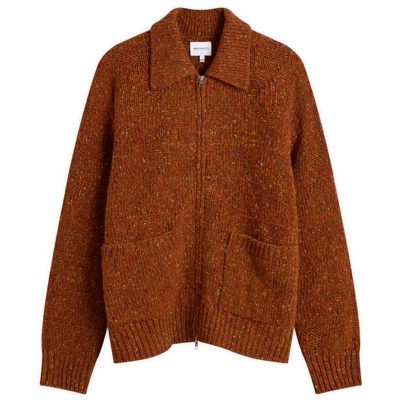 Jacka NORSE PROJECTS Erik Donegal Diamond Knit Jacket Brun | N45-0630-4042