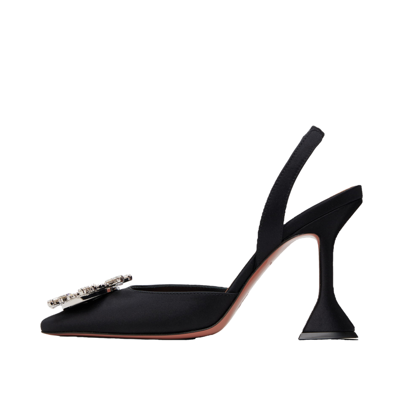 Sneakers och skor Amina Muaddi Amina Muaddi Begum Slingback Heels Svart | BEGUM SLING SATIN