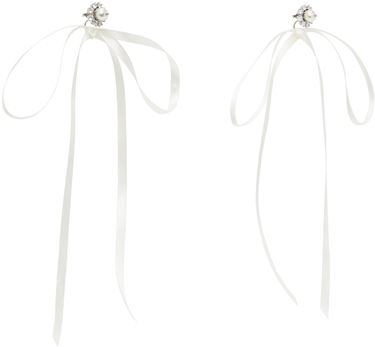 Örhängen Simone Rocha Simone Rocha Double Ended Daisy Bow Ribbon Earrings Vit | ERG497 0906, 1