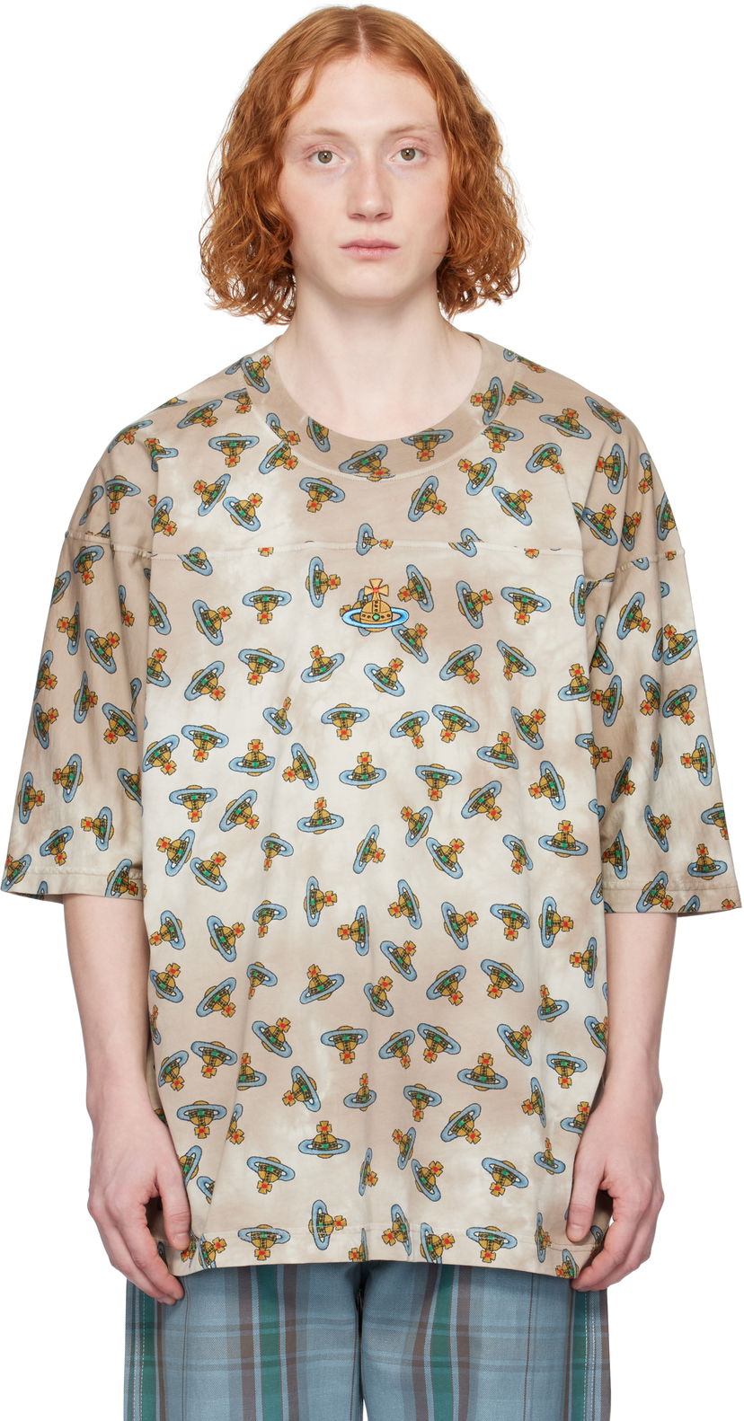 T-shirt Vivienne Westwood Vivienne Westwood Overdye Orb Print T-Shirt Beige | 3G01002D-J008V-