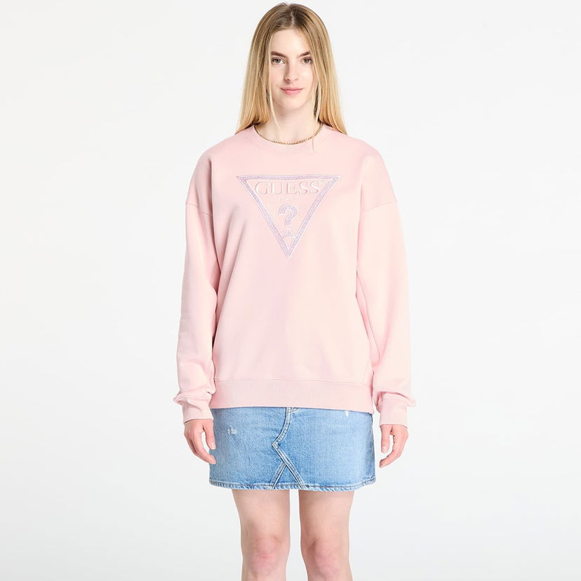 Sweatshirt GUESS GUESS Triangle Glitter Sweatshirt Rosa | W5BQ11KC8I1-G66B