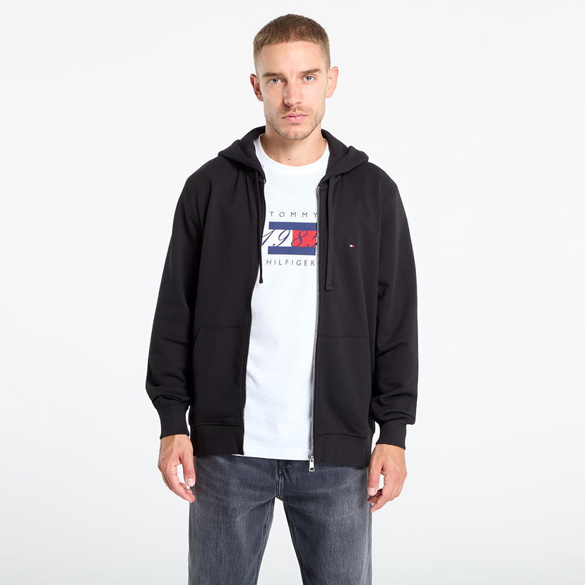 Sweatshirt Tommy Hilfiger Tommy Hilfiger Men's Essential Terry Zip-Through Hoodie Svart | MW0MW37239 BDS